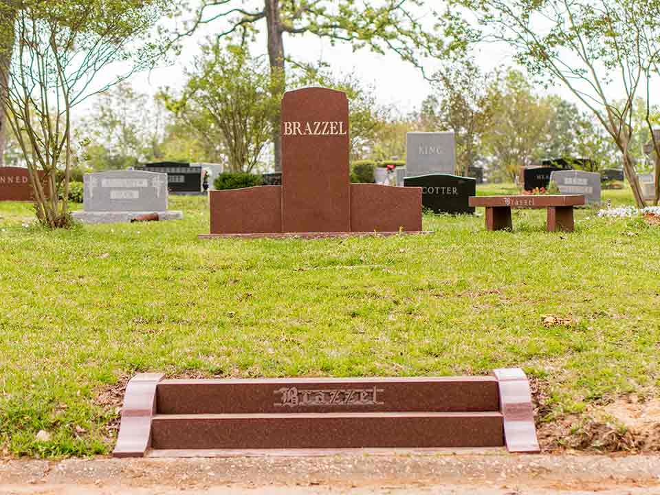 A unique cemetery monument designed by Central Monument, serving Louisiana, Arkansas and De Berry, Elysian Fields, Center and Joaquin, Texas